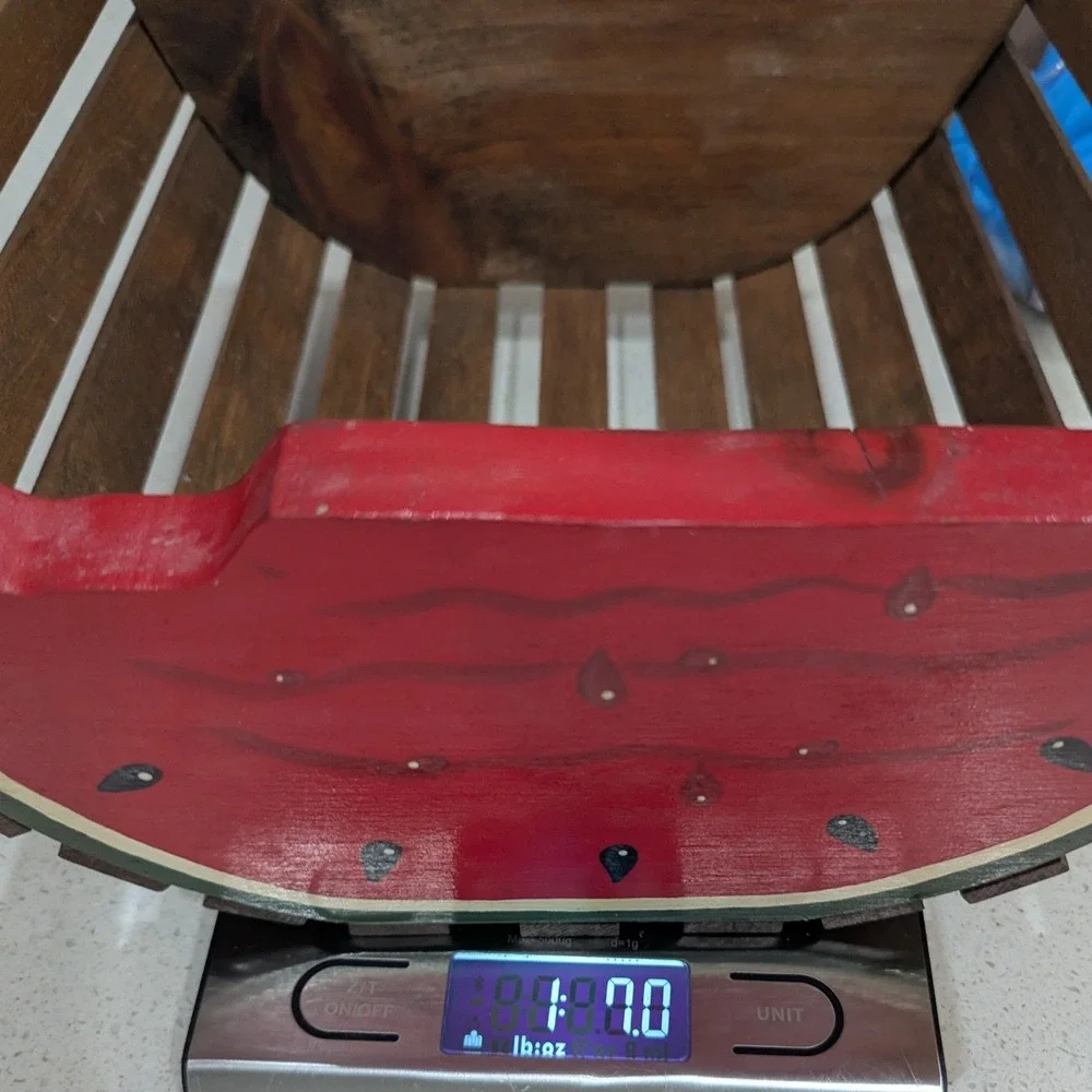Watermelon Wood Slat Crate Red Green Hand Painted Fruit Basket Cottagecore Fruit